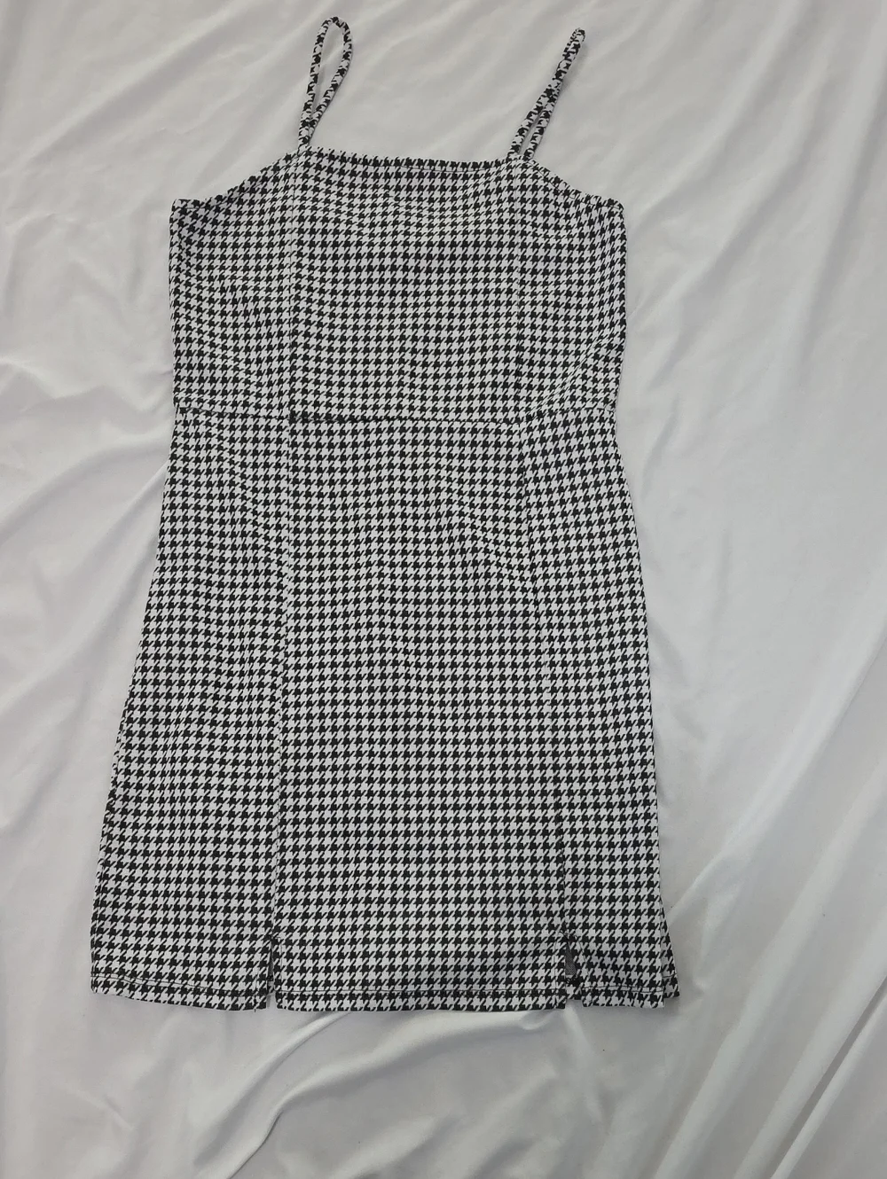 art class Black and White Houndstooth Spaghetti Strap Mini Dress